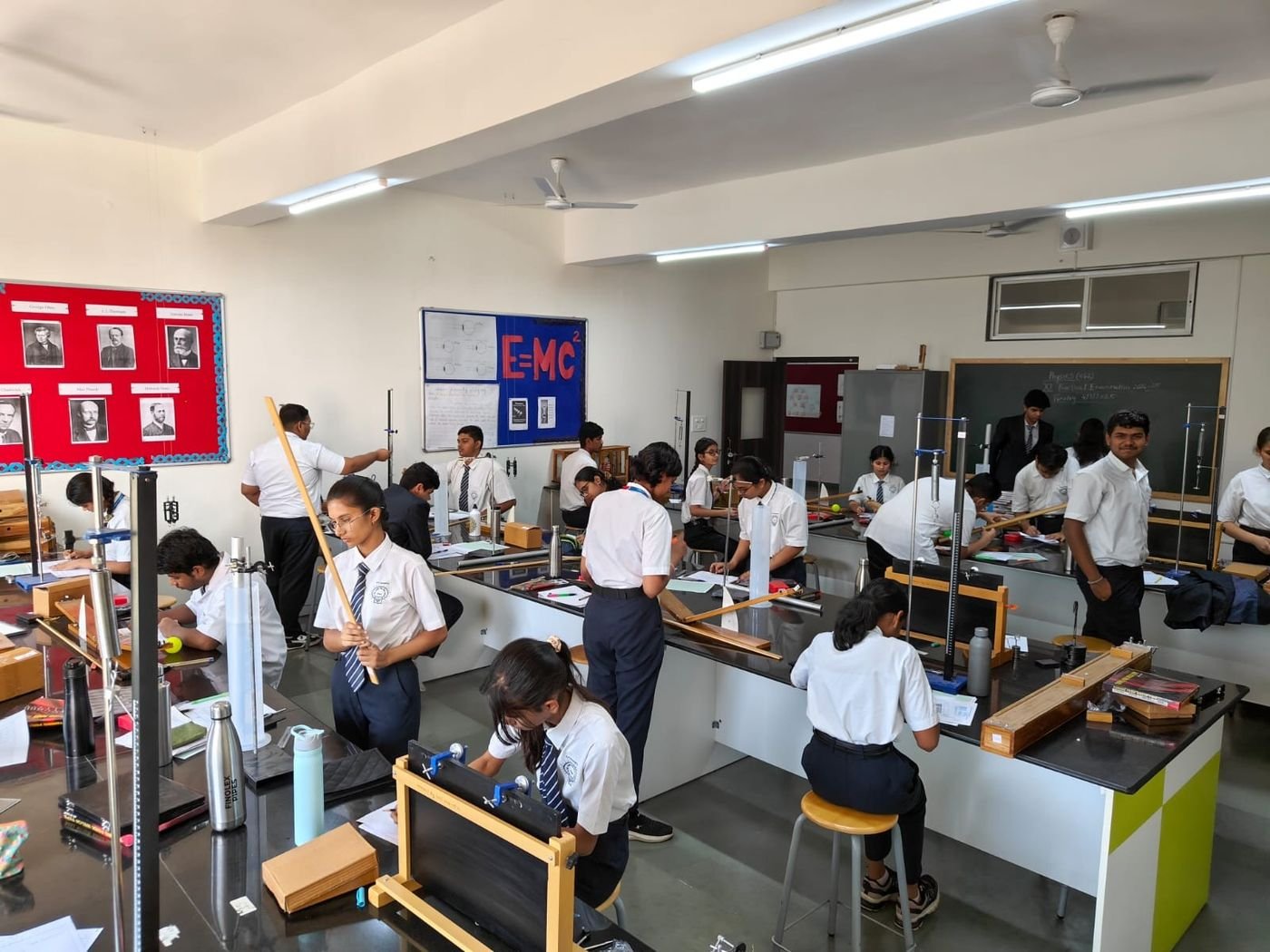 Students carrying out experiments in the physics lab at SPM IPE Training Centre